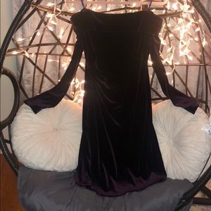 Nordstrom Maroon Velvet off shoulder dress